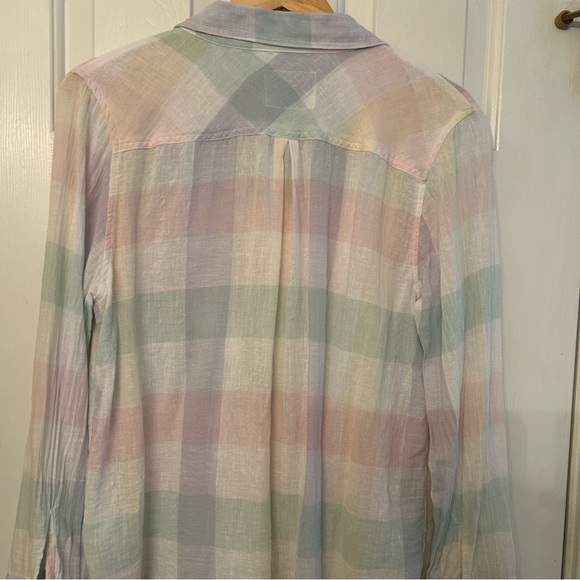 Rails Charli Pastel‎ Buffalo Linen Button Down shirt Size L - Picture 9 of 10